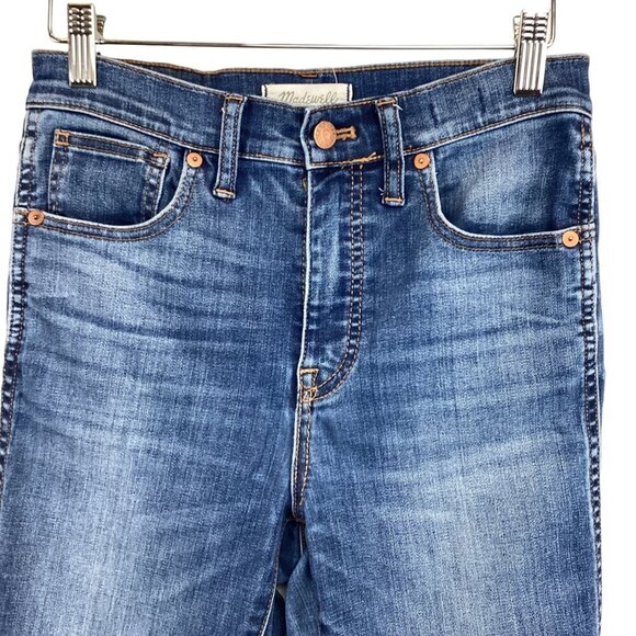 Madewell 10" High-Rise Skinny Jeans Women's Size 27 Blue Denim Raw Hem - Picture 4 of 10